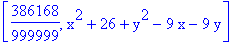 [386168/999999, x^2+26+y^2-9*x-9*y]